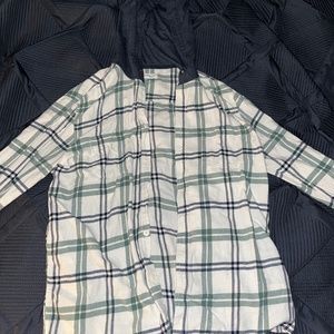 Long Sleeve Plaid Flannel Hooded Button-Down Shirt